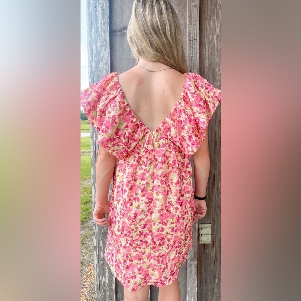 Day & Moon Warm Floral Print V-neck Mini Dress - Picture 7 of 7